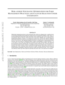 Risk-averse Stochastic Optimization for Farm Management Practices and
  Cultivar Selection Under Uncertainty