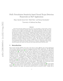 PerD: Perturbation Sensitivity-based Neural Trojan Detection Framework
  on NLP Applications