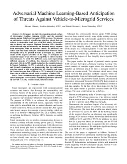 Adversarial Machine Learning-Based Anticipation of Threats Against
  Vehicle-to-Microgrid Services
