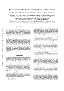 Towards Cross-speaker Reading Style Transfer on Audiobook Dataset