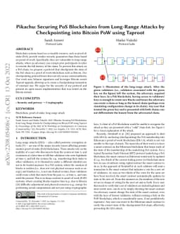 Pikachu: Securing PoS Blockchains from Long-Range Attacks by
  Checkpointing into Bitcoin PoW using Taproot