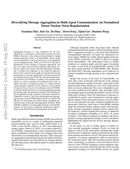 Diversifying Message Aggregation in Multi-Agent Communication via
  Normalized Tensor Nuclear Norm Regularization