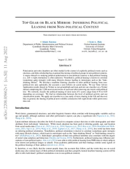 Top Gear or Black Mirror: Inferring Political Leaning From Non-Political
  Content