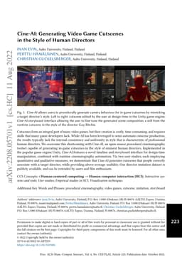 Cine-AI: Generating Video Game Cutscenes in the Style of Human Directors