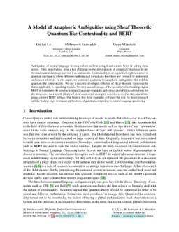 A Model of Anaphoric Ambiguities using Sheaf Theoretic Quantum-like
  Contextuality and BERT