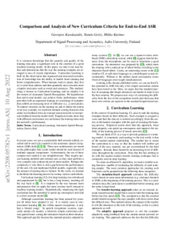 Comparison and Analysis of New Curriculum Criteria for End-to-End ASR