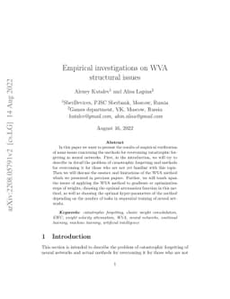 Empirical investigations on WVA structural issues