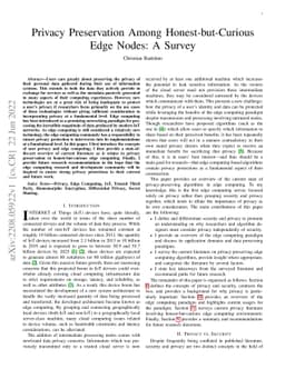 Privacy Preservation Among Honest-but-Curious Edge Nodes: A Survey