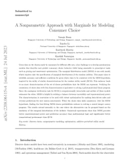 A Nonparametric Approach with Marginals for Modeling Consumer Choice
