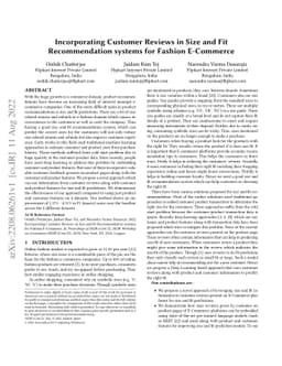 Incorporating Customer Reviews in Size and Fit Recommendation systems
  for Fashion E-Commerce