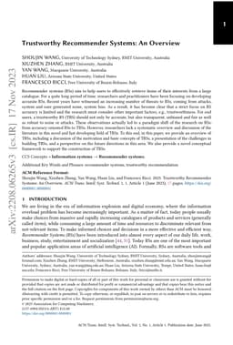 Trustworthy Recommender Systems