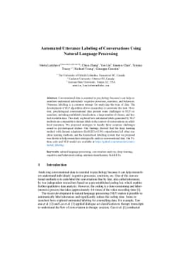 Automated Utterance Labeling of Conversations Using Natural Language
  Processing