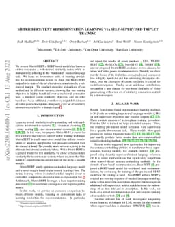 MetricBERT: Text Representation Learning via Self-Supervised Triplet
  Training