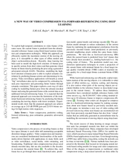 A new way of video compression via forward-referencing using deep
  learning