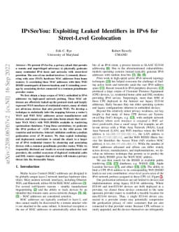 IPvSeeYou: Exploiting Leaked Identifiers in IPv6 for Street-Level
  Geolocation