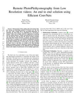 Remote Photoplethysmography from Low Resolution videos: An end-to-end
  solution using Efficient ConvNets