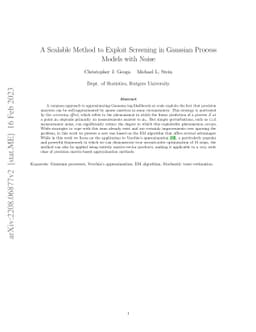 A Scalable Method to Exploit Screening in Gaussian Process Models with
  Noise