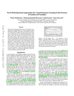 Novel Ordering-based Approaches for Causal Structure Learning in the
  Presence of Unobserved Variables