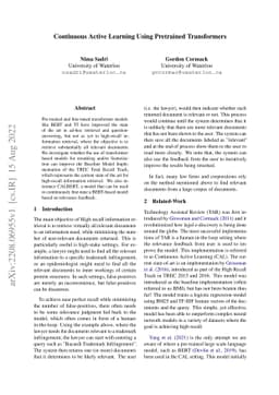 Continuous Active Learning Using Pretrained Transformers