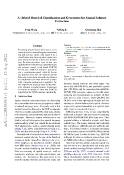 A Hybrid Model of Classification and Generation for Spatial Relation
  Extraction