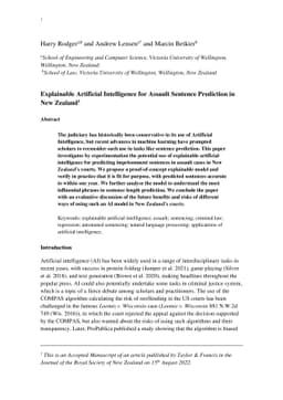 Explainable Artificial Intelligence for Assault Sentence Prediction in
  New Zealand
