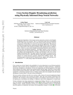 Cross Section Doppler Broadening prediction using Physically Informed
  Deep Neural Networks