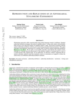 Reproduction and Replication of an Adversarial Stylometry Experiment