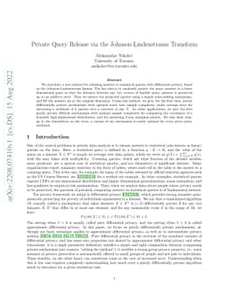 Private Query Release via the Johnson-Lindenstrauss Transform
