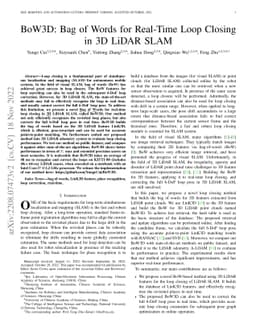BoW3D: Bag of Words for Real-Time Loop Closing in 3D LiDAR SLAM
