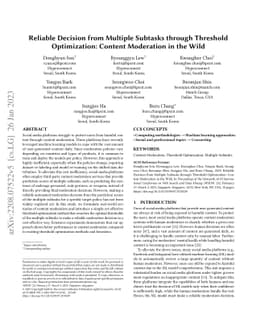 Reliable Decision from Multiple Subtasks through Threshold Optimization:
  Content Moderation in the Wild