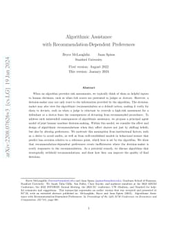 Algorithmic Assistance with Recommendation-Dependent Preferences