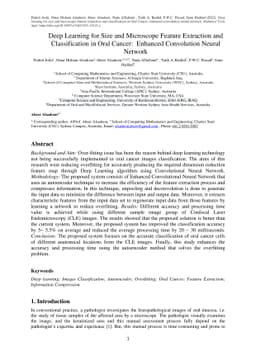 Deep Learning for Size and Microscope Feature Extraction and
  Classification in Oral Cancer: Enhanced Convolution Neural Network
