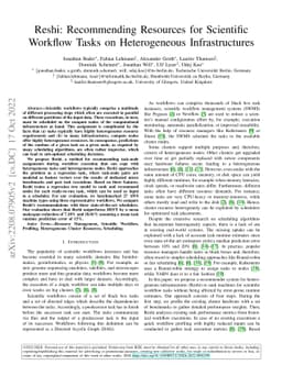 Reshi: Recommending Resources for Scientific Workflow Tasks on
  Heterogeneous Infrastructures