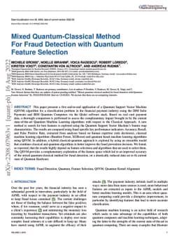 Mixed Quantum-Classical Method For Fraud Detection with Quantum Feature
  Selection