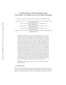 Gradient-Based Meta-Learning Using Uncertainty to Weigh Loss for
  Few-Shot Learning