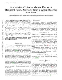 Expressivity of Hidden Markov Chains vs. Recurrent Neural Networks from
  a system theoretic viewpoint