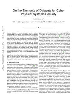 On the Elements of Datasets for Cyber Physical Systems Security