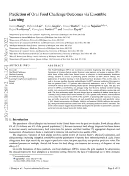 Prediction of Oral Food Challenge Outcomes via Ensemble Learning
