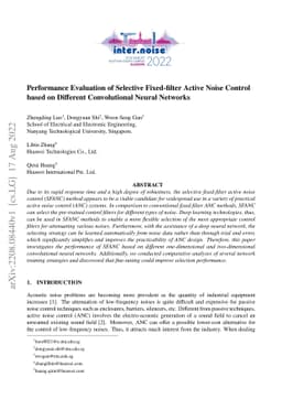 Performance Evaluation of Selective Fixed-filter Active Noise Control
  based on Different Convolutional Neural Networks