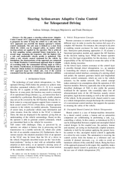 Steering Action-aware Adaptive Cruise Control for Teleoperated Driving