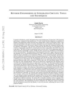 Reverse Engineering of Integrated Circuits: Tools and Techniques