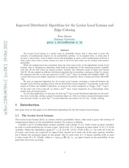 Improved Distributed Algorithms for the Lovász Local Lemma and Edge
  Coloring