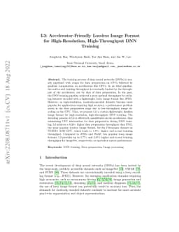 L3: Accelerator-Friendly Lossless Image Format for High-Resolution,
  High-Throughput DNN Training