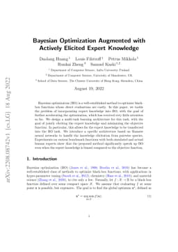 Bayesian Optimization Augmented with Actively Elicited Expert Knowledge