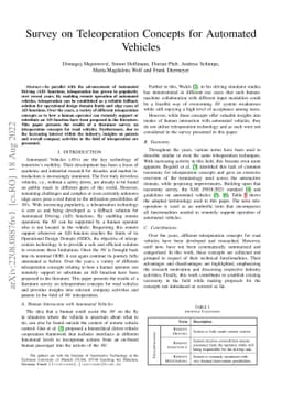 Survey on Teleoperation Concepts for Automated Vehicles