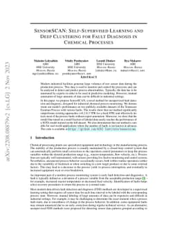 SensorSCAN: Self-Supervised Learning and Deep Clustering for Fault
  Diagnosis in Chemical Processes