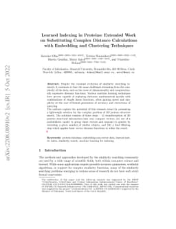 Learned Indexing in Proteins: Extended Work on Substituting Complex
  Distance Calculations with Embedding and Clustering Techniques