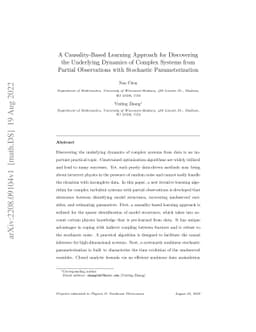 A Causality-Based Learning Approach for Discovering the Underlying
  Dynamics of Complex Systems from Partial Observations with Stochastic
  Parameterization