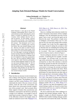 Adapting Task-Oriented Dialogue Models for Email Conversations