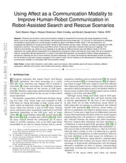Using Affect as a Communication Modality to Improve Human-Robot
  Communication in Robot-Assisted Search and Rescue Scenarios